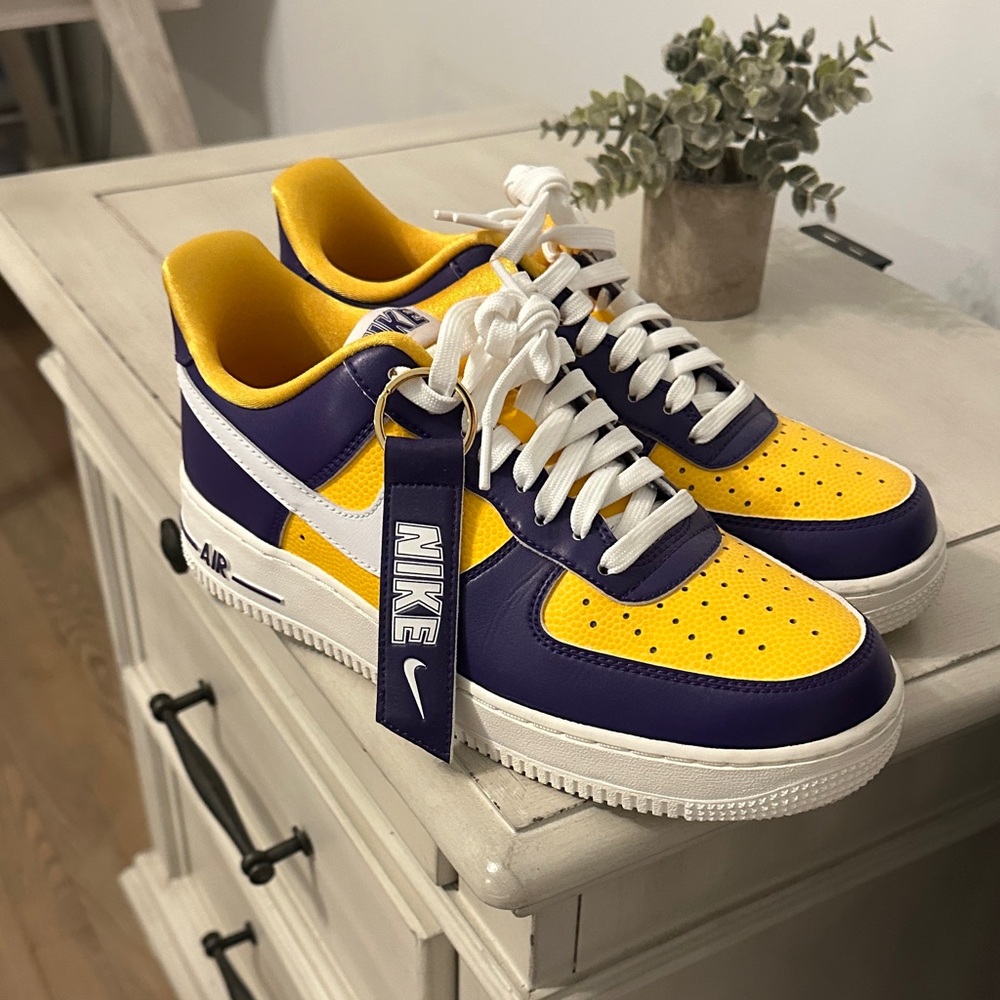 Nike Air Force 1 Yellow and Purple Sneakers